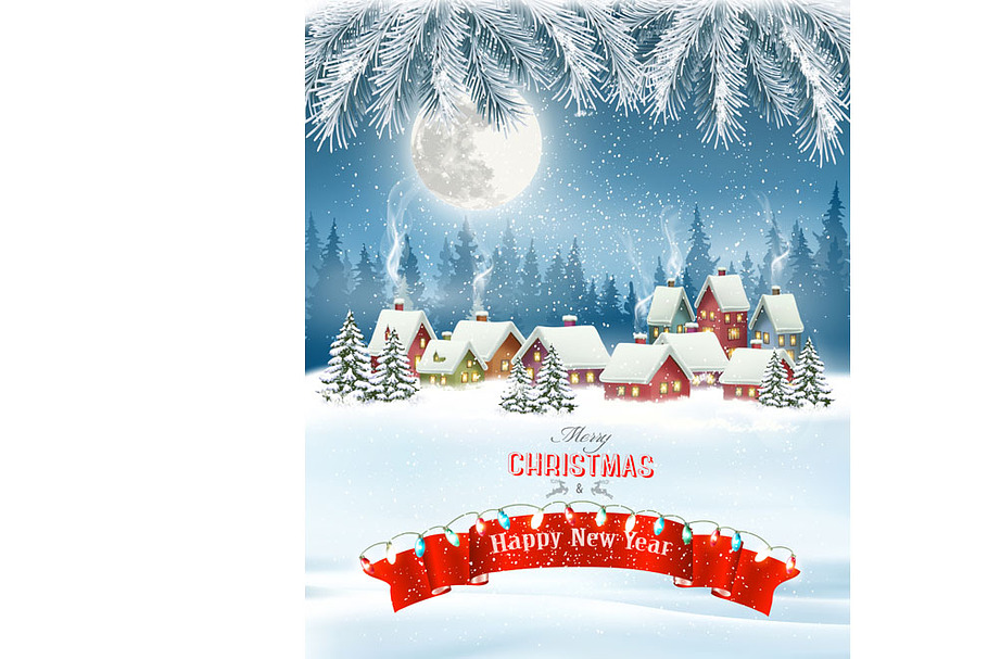 Merry Christmas Background Vector in Illustrations - product preview 8