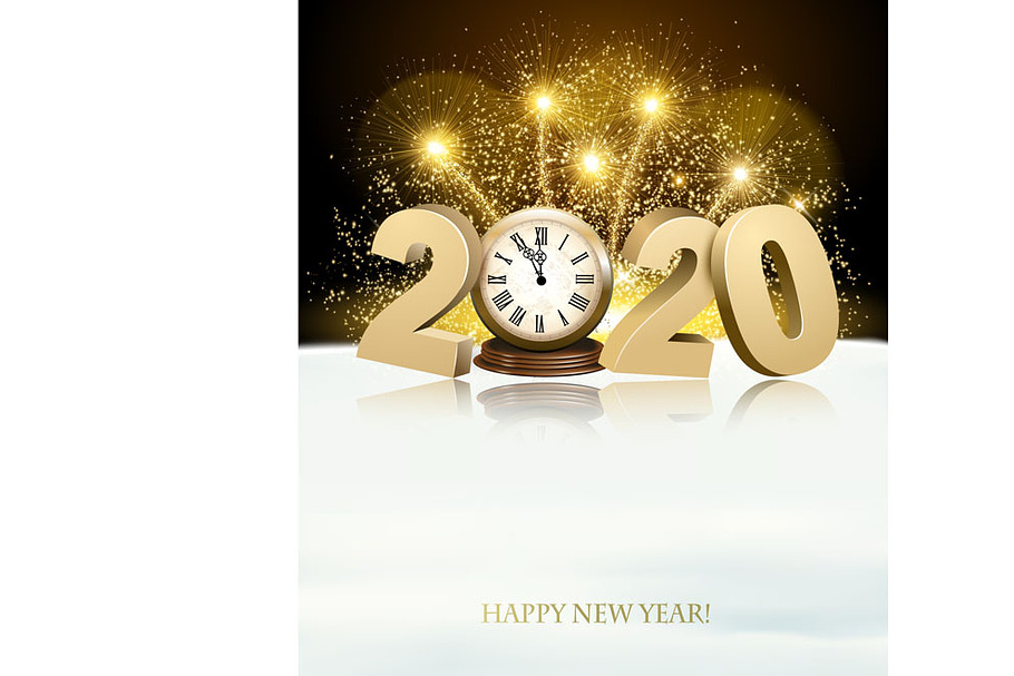 Happy New Year background with 2020 in Illustrations - product preview 8