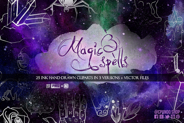 Magic & Spells ink clip art