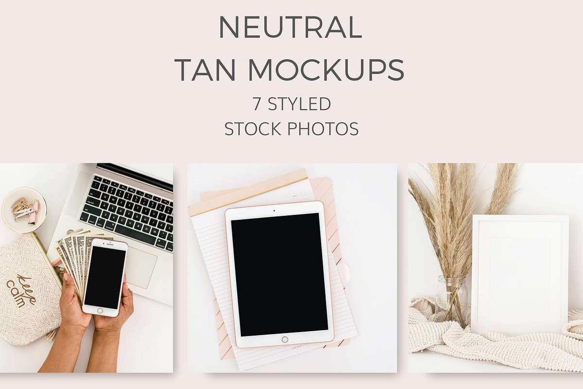 Neutral Tan Mockups (7 Images) in Mobile & Web Mockups - product preview 8