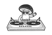 Cartoon mushroom DJ sketch vector