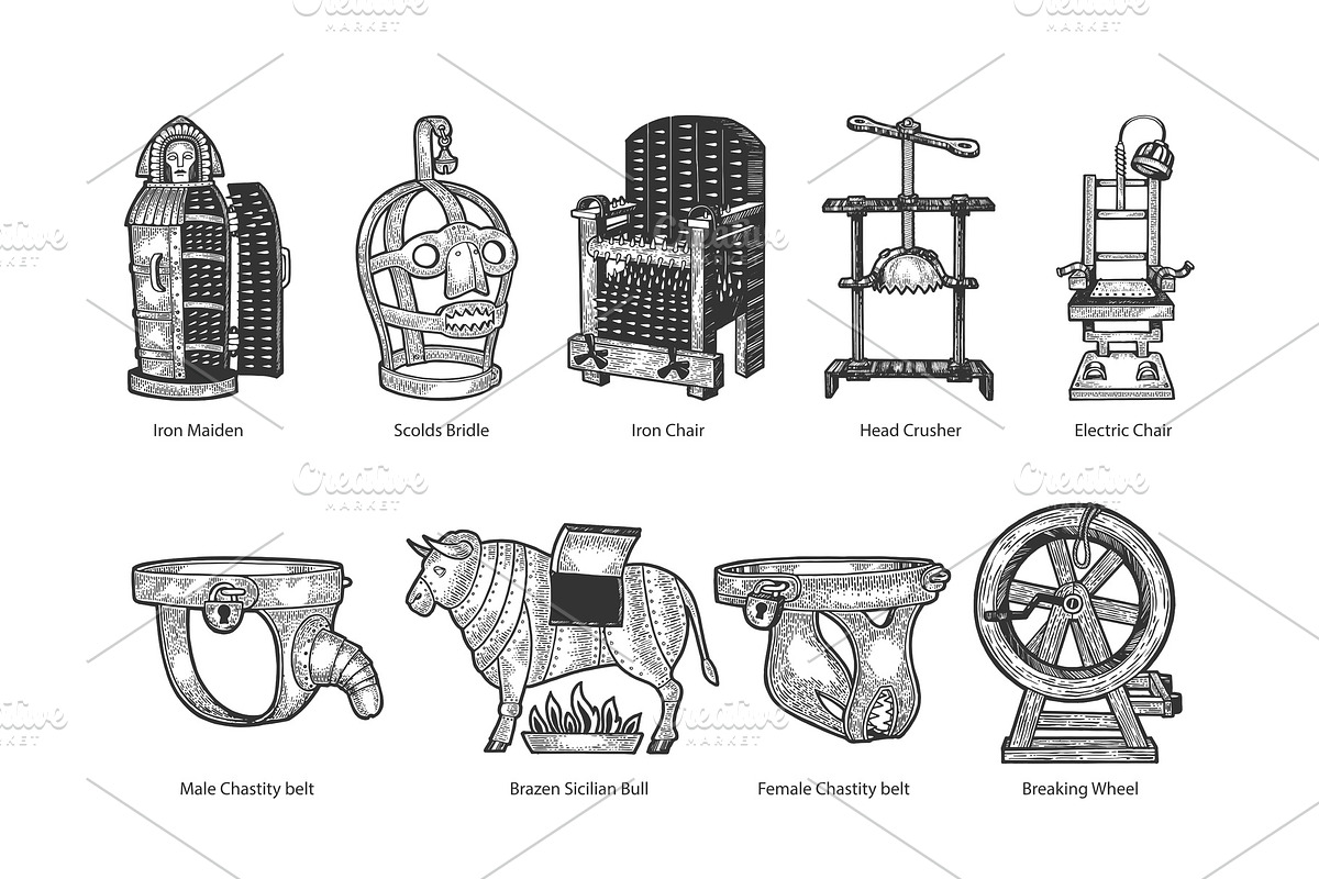 Torture device set sketch vector in Illustrations - product preview 8