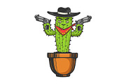 Cactus gangster bandit sketch vector