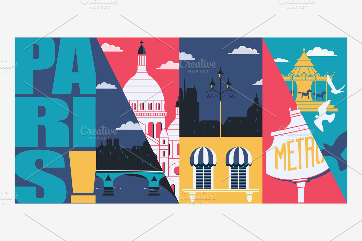Paris, France vector banner in Illustrations - product preview 8