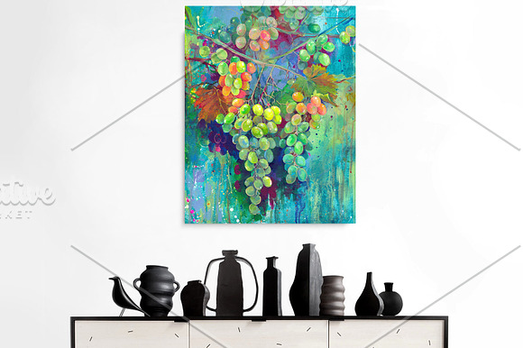Acrylic Painting Autumn Grape in Illustrations - product preview 1