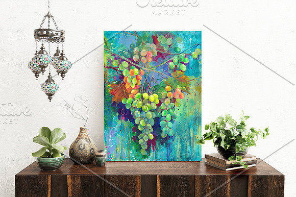 Acrylic Painting Autumn Grape in Illustrations - product preview 2