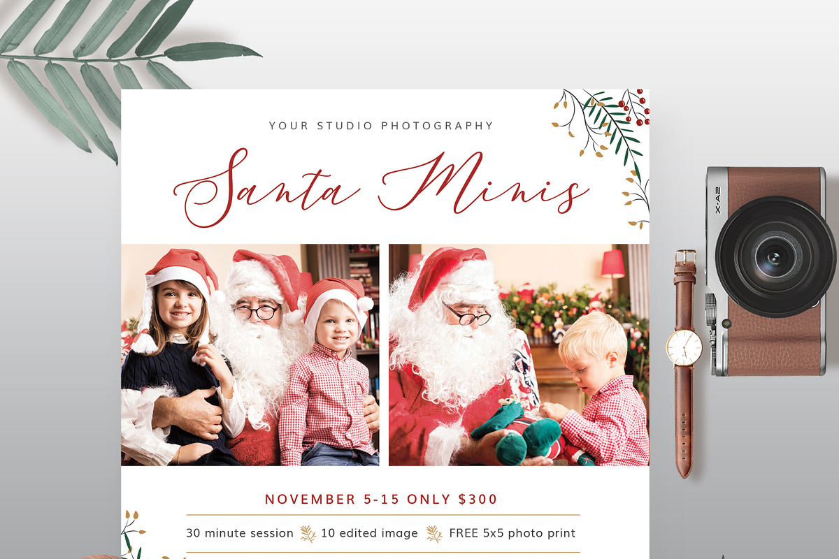 Santa/ Christmas Mini Session in Flyer Templates - product preview 8