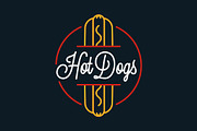 Hot dog logo. Round linear logo.