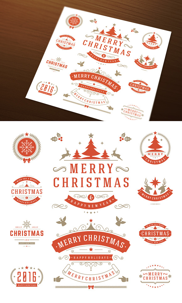 10 Christmas labels and badges in Logo Templates - product preview 1