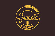 Granola organic logo. Round linear.
