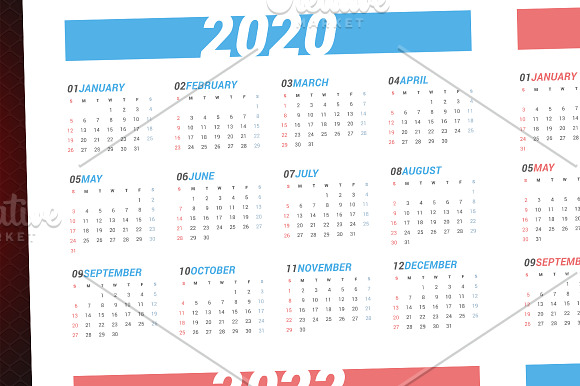 Calendar for next 4 years 2020-2023 in Stationery Templates - product preview 4