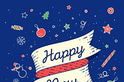 Happy New Year. Ribbon banner in