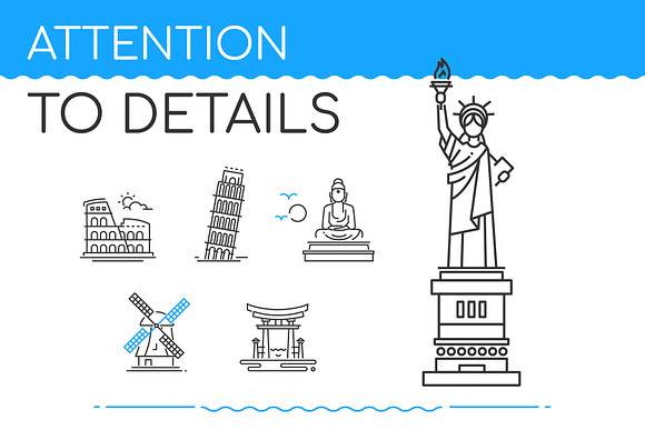 Line Design Landmarks Icons Set in Icons - product preview 3