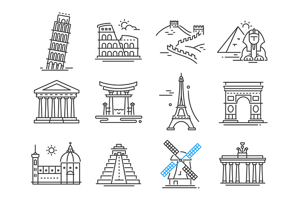 Line Design Landmarks Icons Set in Icons - product preview 4