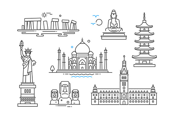 Line Design Landmarks Icons Set in Icons - product preview 5