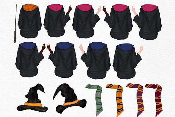 Halloween Girls Clipart in Illustrations - product preview 1