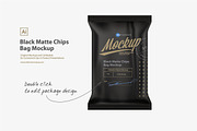 Black Matte Chips Bag Mockup