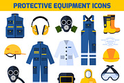 Protective uniform flat icons
