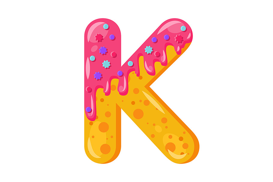 Donut cartoon K letter illustration in Add-Ons - product preview 8
