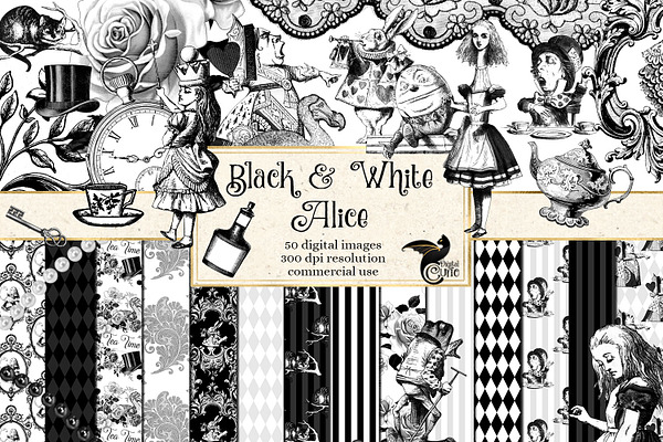 Black & White Alice Graphics