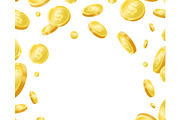 Falling golden coins background