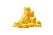 Golden shiny coins pile, stack