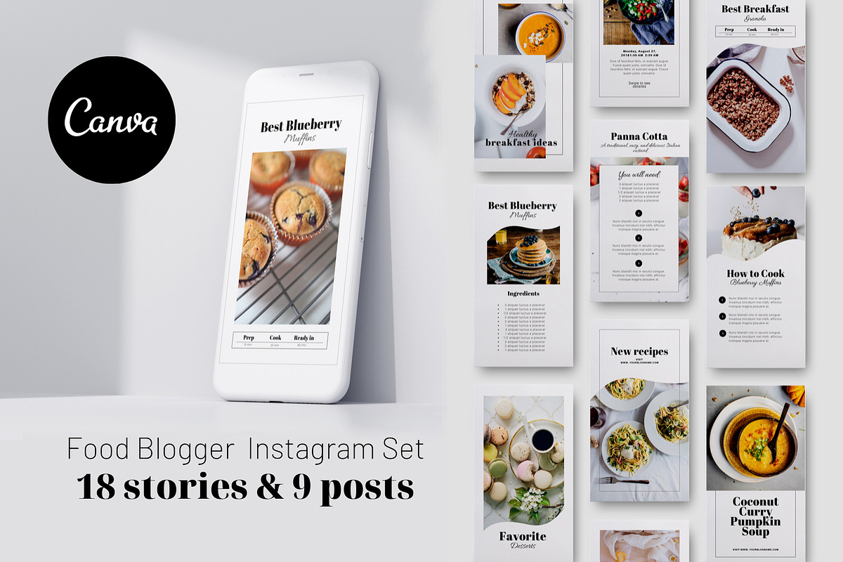 Food Blogger Instagram set CANVA in Instagram Templates - product preview 8