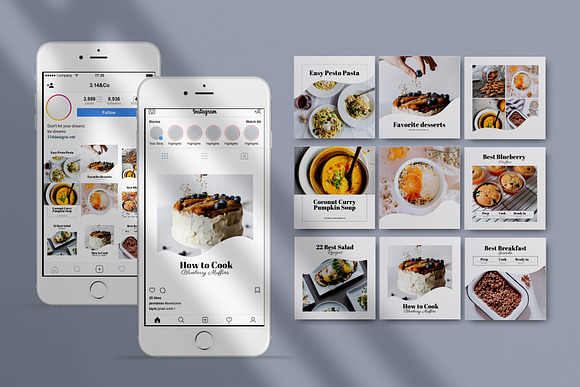 Food Blogger Instagram set CANVA in Instagram Templates - product preview 6