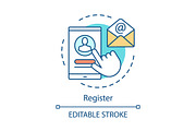 Mobile register concept icon