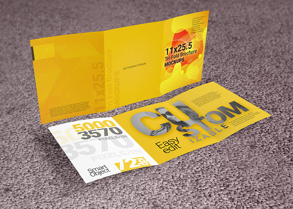11×25.5 Tri-Fold Brochure Mockup in Print Mockups - product preview 3