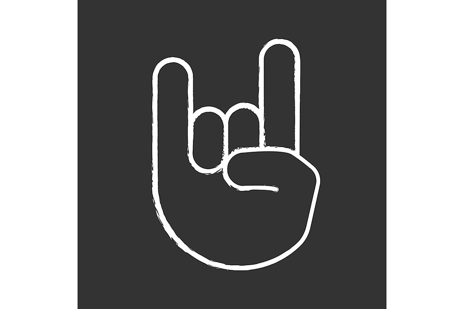 Rock on gesture chalk icon in Icons - product preview 8