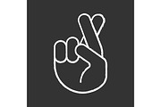 Fingers crossed emoji chalk icon