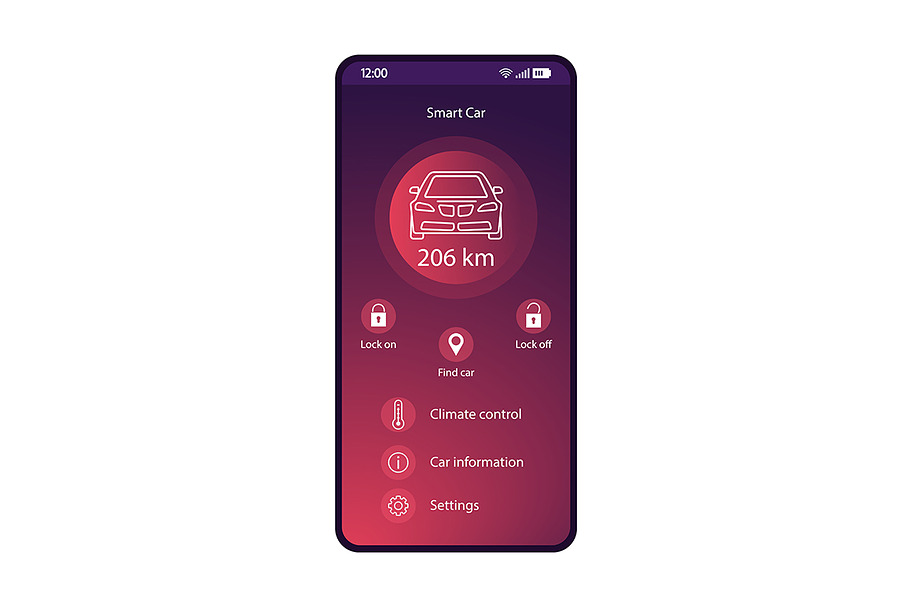 Smart car control app interface