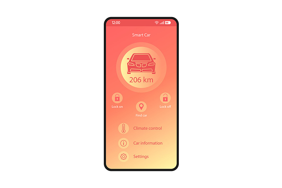 Smart car control app interface