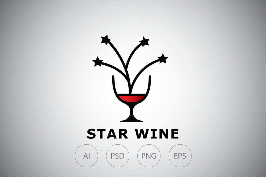 Star Wine Glass Logo Template