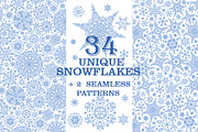 Snowflakes collection.Winter pattern