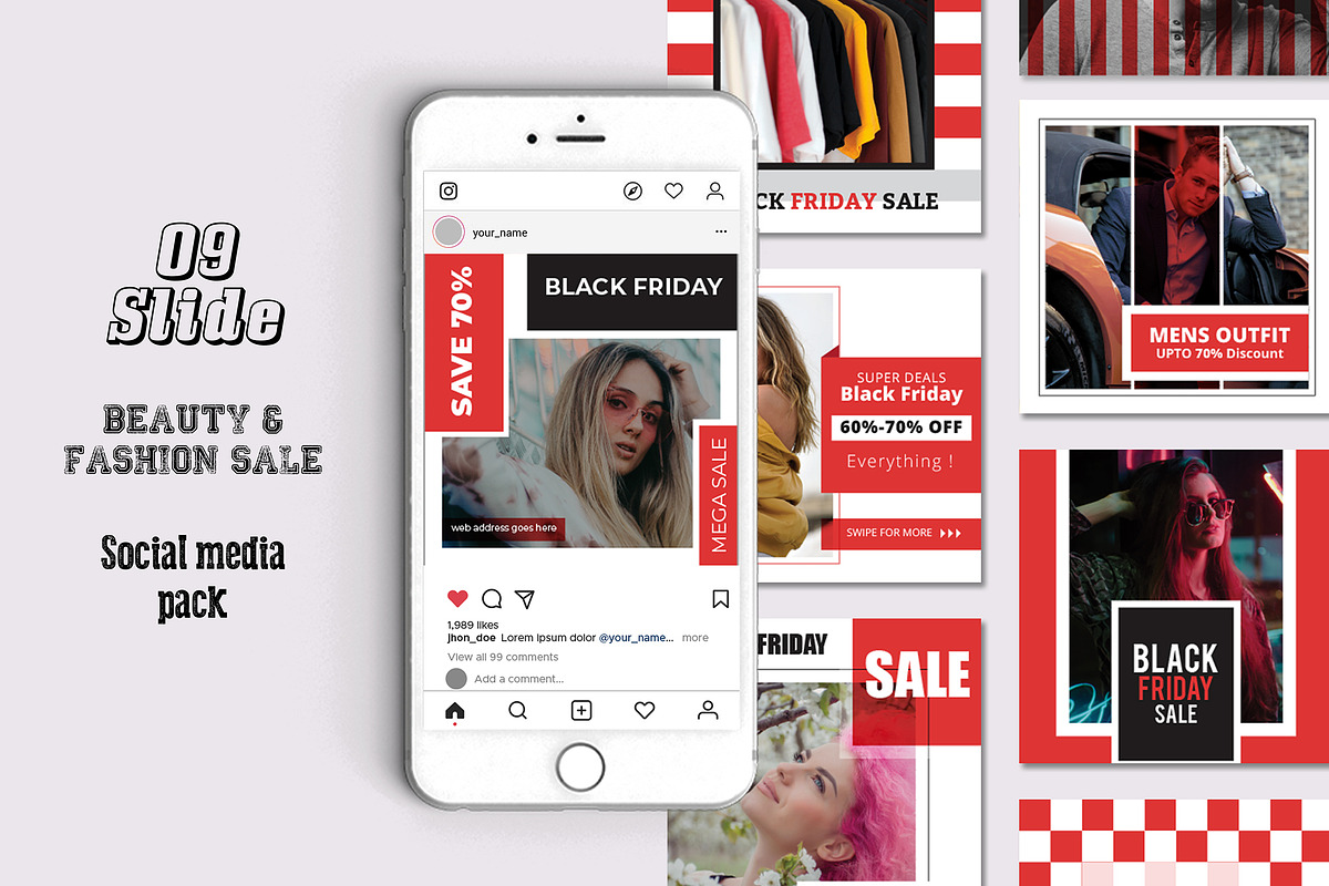 Black Friday Sale Social Media Pack in Instagram Templates - product preview 8