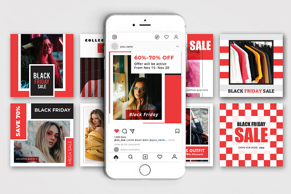 Black Friday Sale Social Media Pack in Instagram Templates - product preview 1