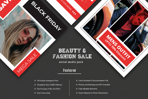 Black Friday Sale Social Media Pack in Instagram Templates - product preview 2