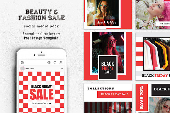 Black Friday Sale Social Media Pack in Instagram Templates - product preview 4