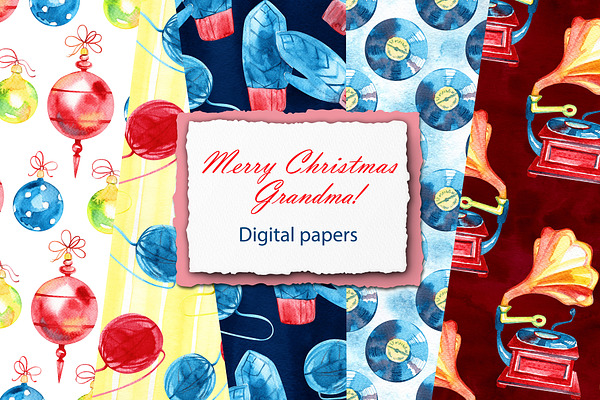 Grandma Christmas digital papers
