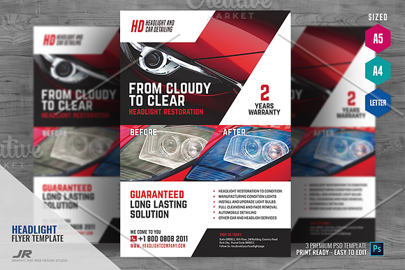 Headlight Restoration Services Flyer in Flyer Templates - product preview 3