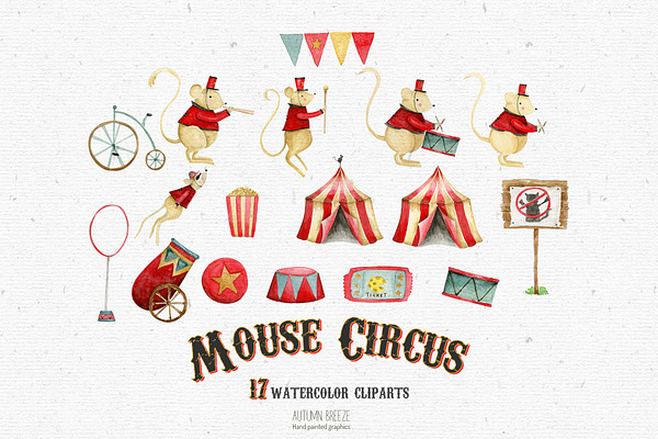 Watercolor circus clipart