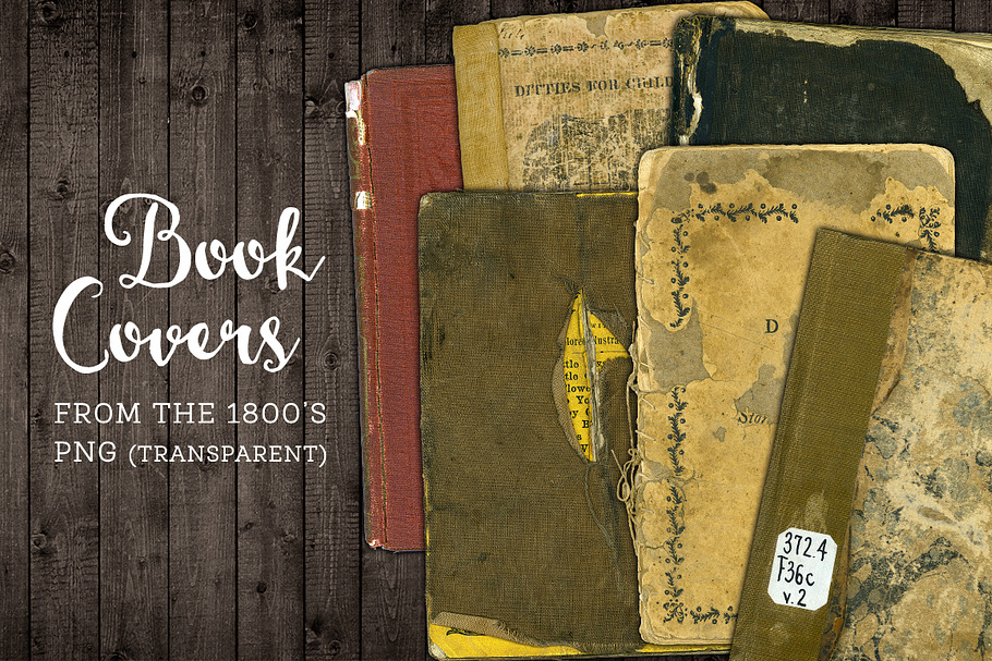 Worn Book Cover PNG Graphics Set