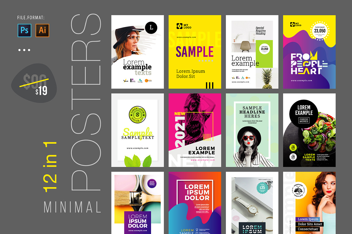 12 Minimal Posters Pack v2 in Flyer Templates - product preview 8
