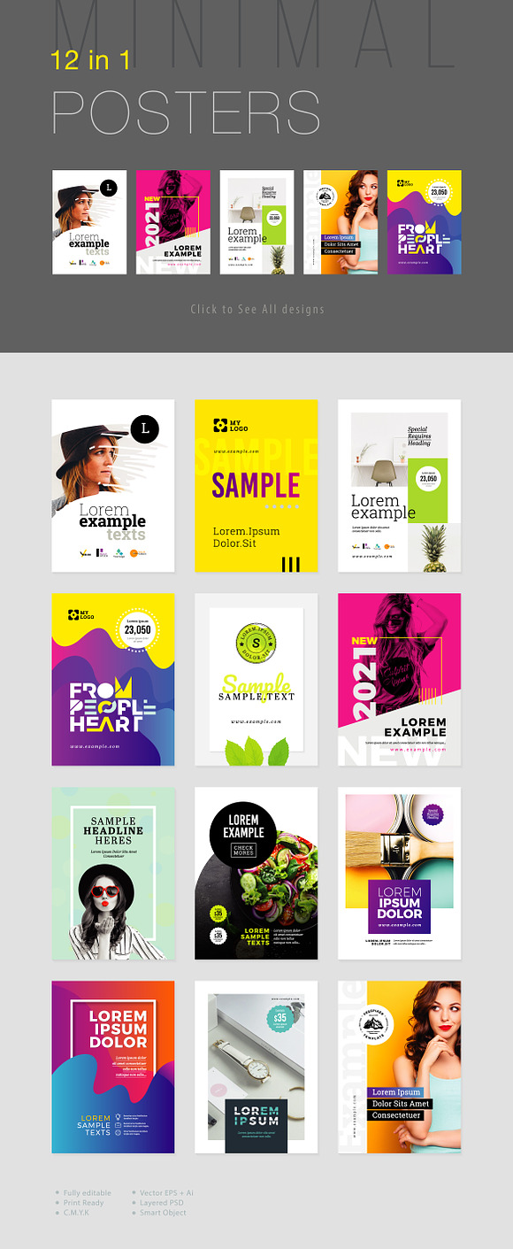 12 Minimal Posters Pack v2 in Flyer Templates - product preview 1
