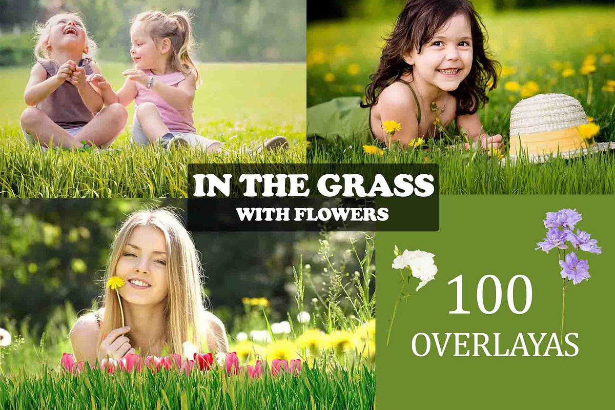In the grass with flowers overlays in Objects - product preview 8