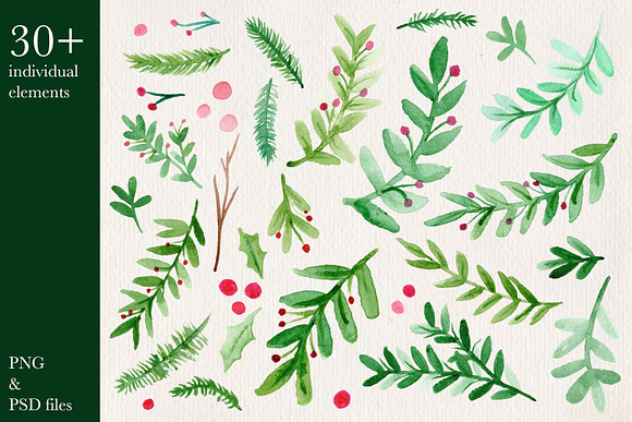 Christmas Watercolor Collection in Illustrations - product preview 1