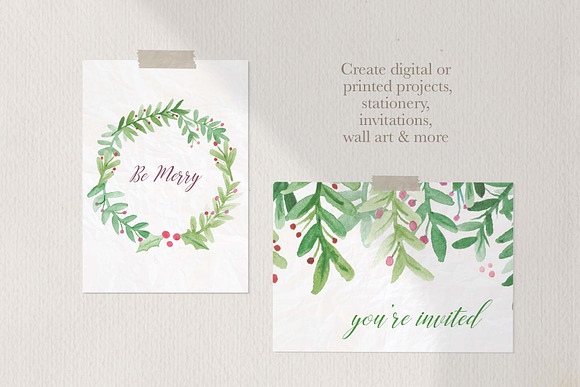 Christmas Watercolor Collection in Illustrations - product preview 2