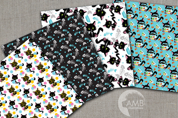 Cute Black cats papers AMB-2652 in Patterns - product preview 1